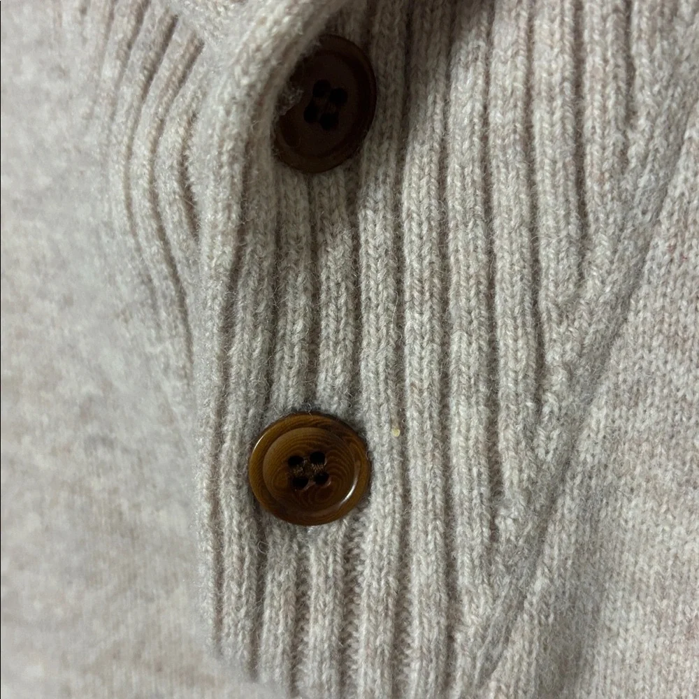 J. Crew Tan 100% Lambs Wool Shawl Collar Turtleneck Sweater Size Large